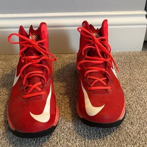 Nike Red and White High-Top Sneakers